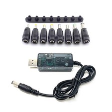 9V/12V Step-Up Adapter USB to DC with Voltage Switch  LED Display for Routers