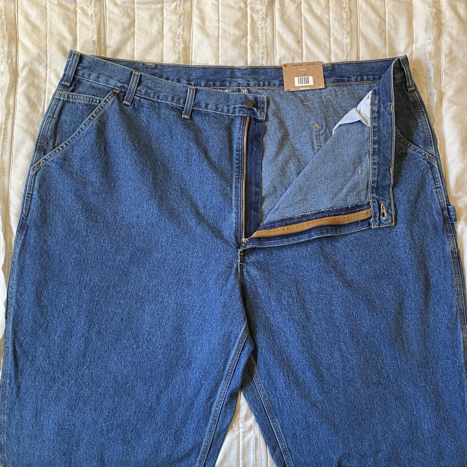 Carhartt Jeans Mens 48x30 Blue Loose Original Fit Work Dungaree Denim B13 Rugged thumbnail 7