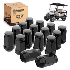 Golf Cart Wheel Lug Nuts Chrome Standard 16 Pack Size 1/2"-20 for Club Black