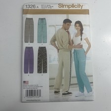 Simplicity 1326 UNISEX ELASTIC PULL-ON PANTS sewing pattern  Uncut