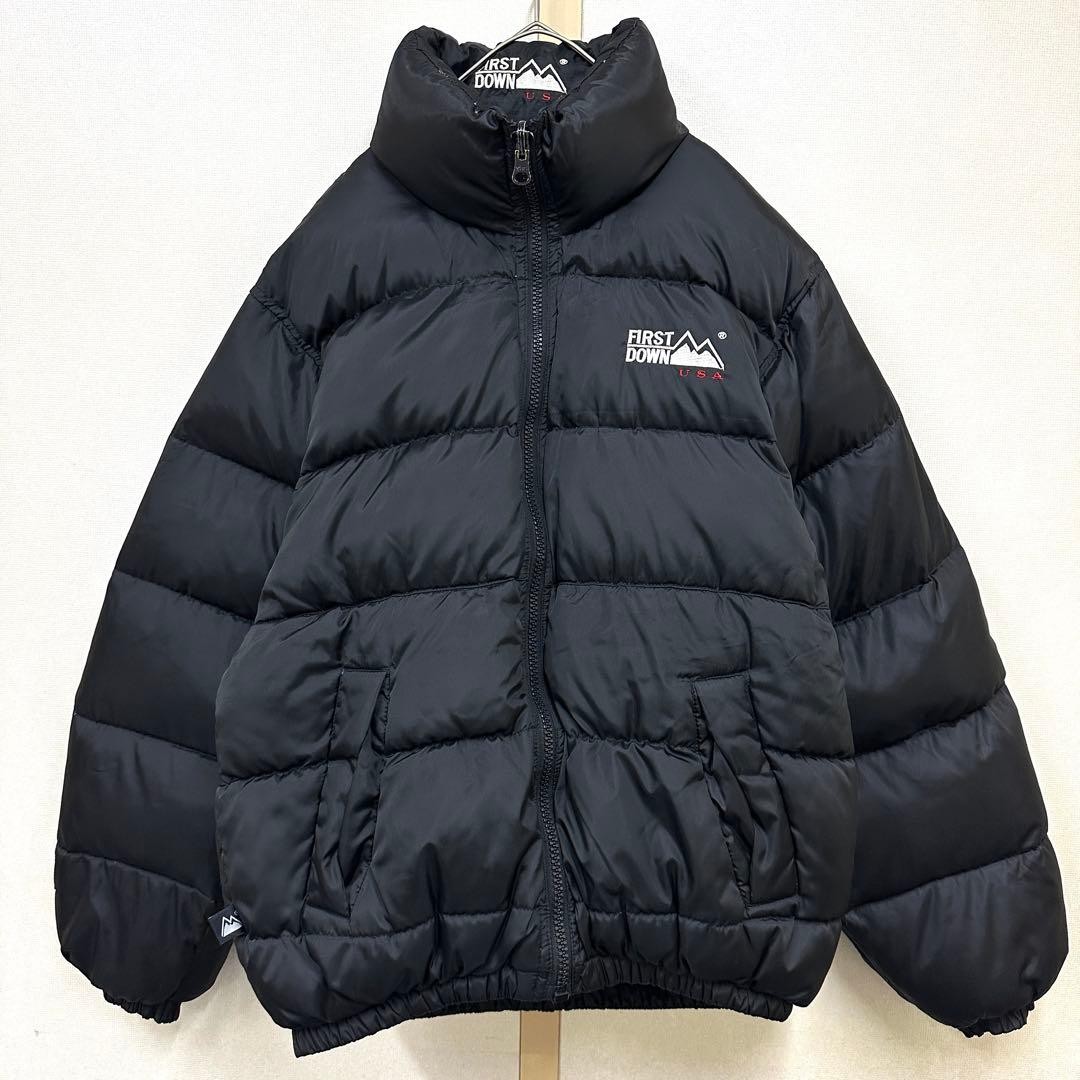 First Down Reversible Black Down Jacket S Vintage… - image 2
