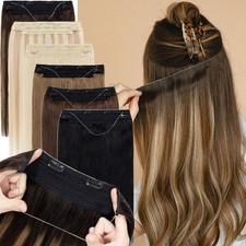 Hidden Invisible Wire On Clip In One Piece 100 Remy Human Hair Extensions Ring