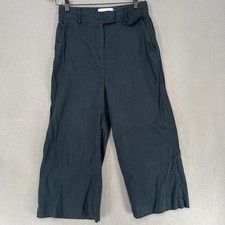 Zimmermann Pants Womens 2 Blue Wide Leg Relaxed Cropped Navy Straight