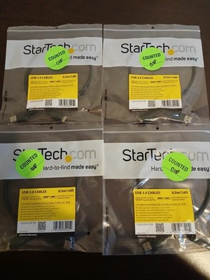 StarTech.com 1.6ft Black SuperSpeed USB 3.0 Cable A To Micro B - M/M *Lot Of 4*