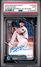 2024 BOWMAN DRAFT CHROME PRSPCT AUTOS BLACK REFRACTOR RYAN SLOAN 9/10 PSA 9