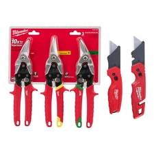 Left, Right and Straight Aviation Snips with Utility Knife'S (5-Pack)
