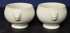 2 Pc Fortessa Fortaluxe Super White Ceramic 3 1/2" Footed Soup Lion Head Bowls