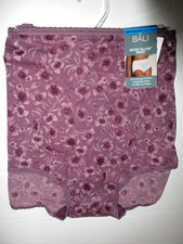BALI Skimp Skamp purple floral Full-Cut BRIEF nylon semi sheer womens 2XL/9