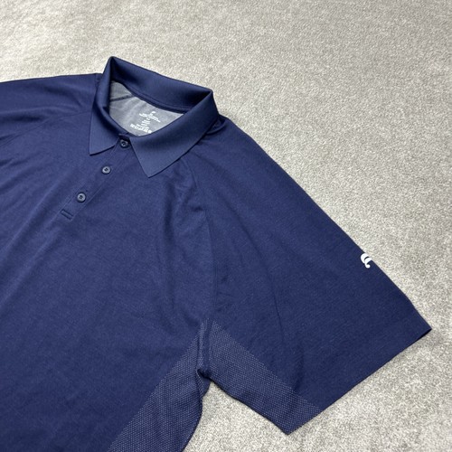 Fabletics Polo Shirt Mens 2XL Navy Wicking Nylon Blend Performance Golf Rugby