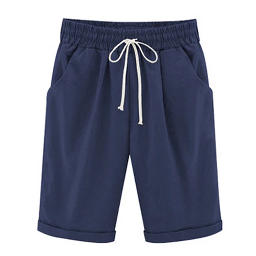 Womens Solid Beach Bermuda Capri Shorts Loose Casual Summer Crop Pants Trousers - Bild 10 von 29