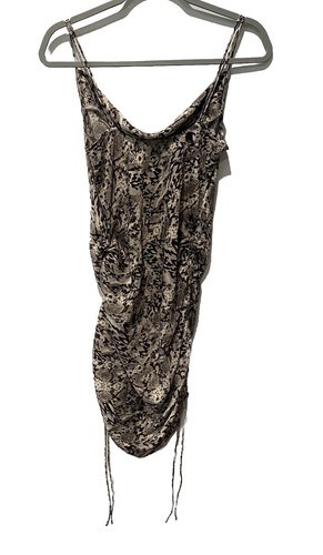 Free People Day To Night Ruched Side All Over Animal Print Slip Dress Medium - Picture 7 of 7