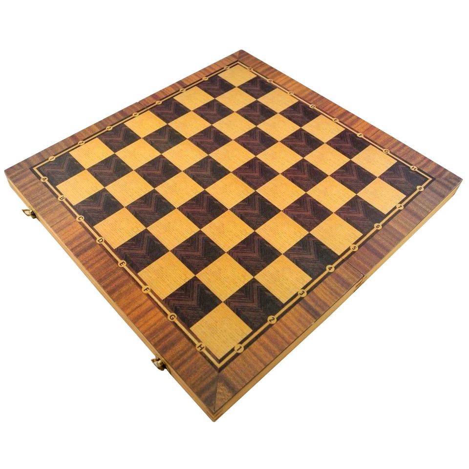 XXL Backgammon Schachspiel Holz Spielbrett 50x47 cm klappbar Dame Schach P-716 - Bild 4 von 4