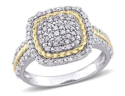 1/3 Carat (ctw) Diamond Cluster Ring in Sterling Silver