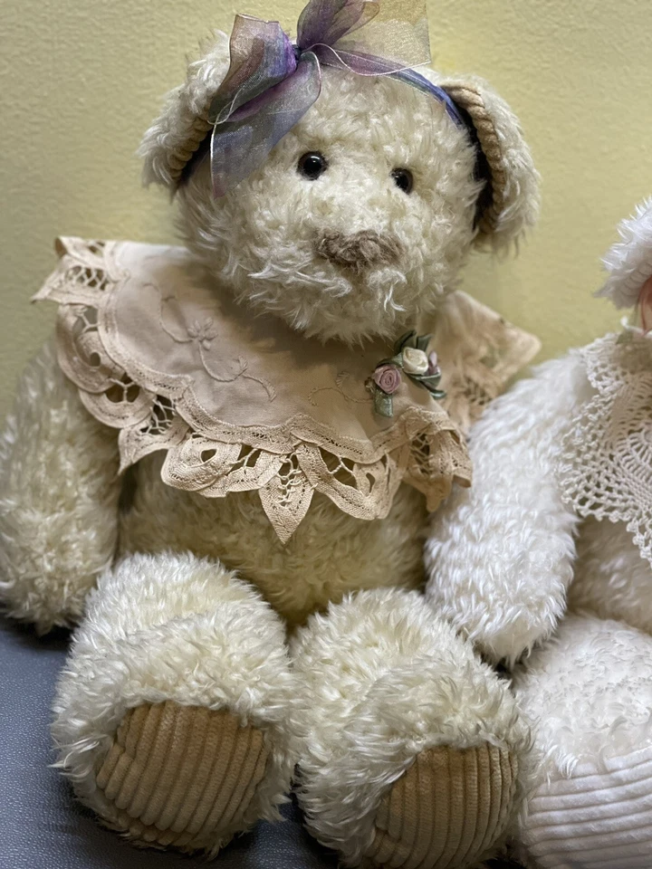 Ivory Teddy Bears First & Main 16” Chantilly & Chiffon #1256 Set Of Two 2 Girls - Image 2 of 4