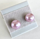 Gold Tone Stud Pierced Earrings 5/16" Vtg Faux Pastel Lavender Pearl Sphere Ball