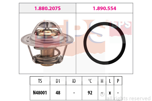 EPS Thermostat KüHlmittel Mit Dichtung 92°C FüR Opel Astra G CC Corsa B-image