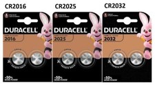 DURACELL CR2032, 2025, 2016 Battery Coin Cell Button 3v Lithium Batteries