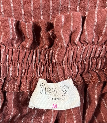 Sienna Sky Pants Womens Medium Red White Striped High Rise Beachy Boho Cuffed - Picture 4 of 11