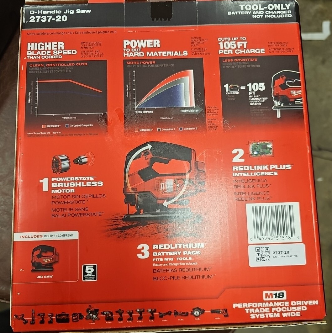 MILWAUKEE M18 FUEL 18V LithiumIon Brushless Cordless Jig Saw (Tool