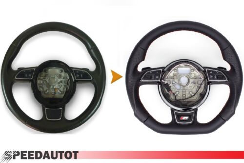 EXCHANGE tuning flattened leather steering wheel S-Line for AUDi A1,A6,A7,A8 DSG - Picture 1 of 5