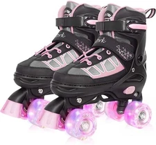 Nattork Roller Skates Adjustable for Kids with All Light up Wheels 3 Sizes