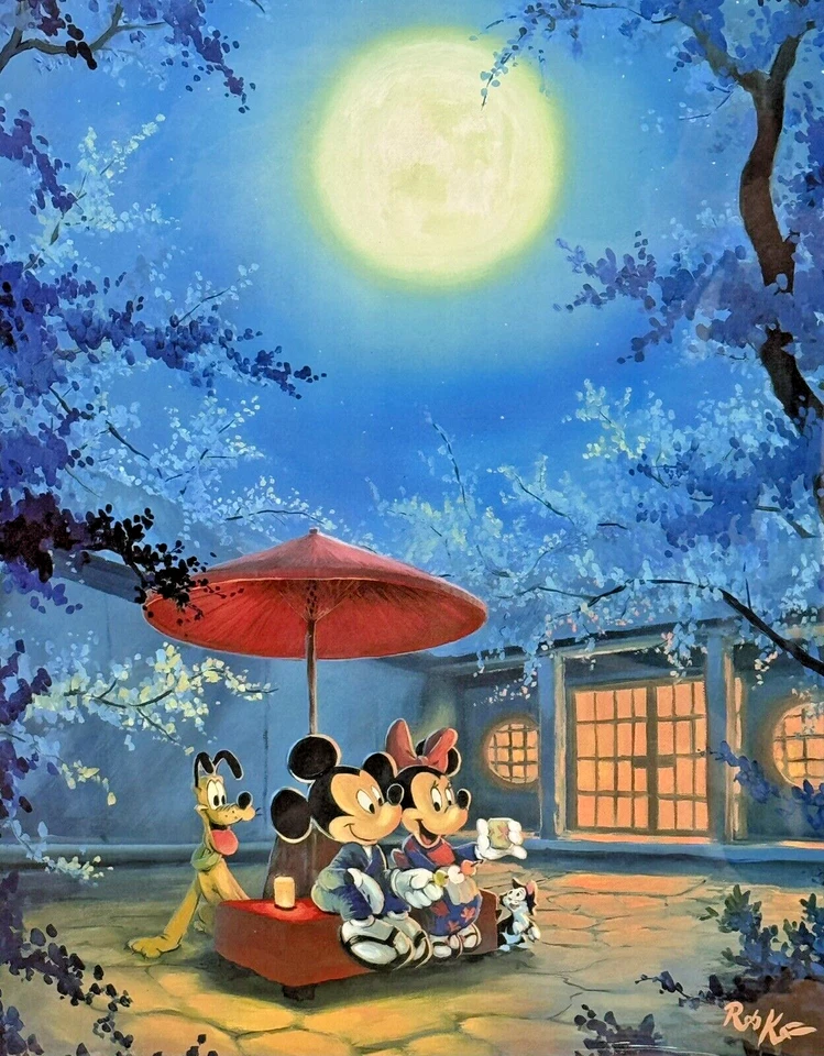 LITOGRAFÍA RETIRADA DE MICKEY Y MINNIE MOUSE DE MICKEY "NOCHE DE VERANO" ROB KAZ Foto 2 de 4
