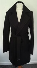 Lipsy - Wool Mix Wrap Coat Black Tie Belt Size 8