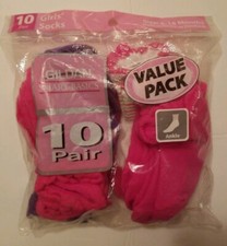 NIP Gildan Girls  Ankle Socks Fits 6-18 Month 10 pair New/ Sealed 1 Pack 