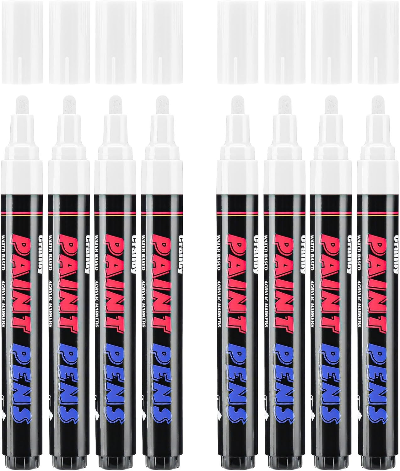 White Paint Pens Paint Markers - 8 Pack Permanent Acrylic Quick Dry Waterproof M