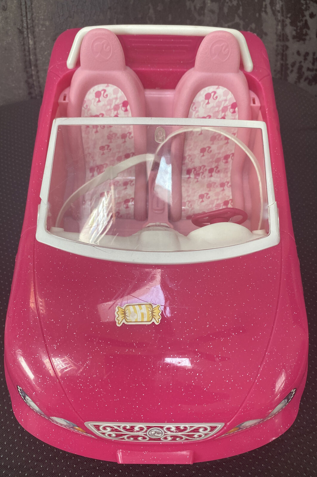 PINK CONVERTIBLE BARBIE CAR VERY GOOD CONDITION WITH ALL STICKERS!