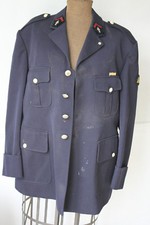 Vintage French firefighter coat work wear sapeurs pompiers jacket w/ ribbon band
