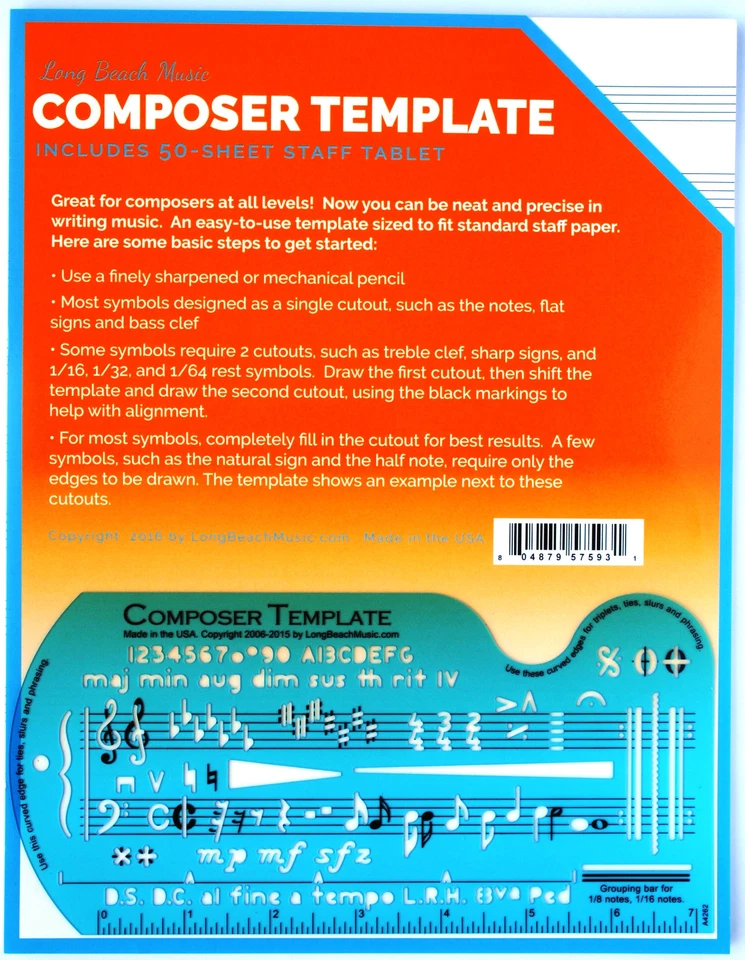 Song Writer's Composing Template for Music Notes & Symbols with Staff Paper - Image 4 of 4