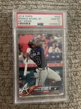 2018 Topps Series 2 Ronald Acuna Jr Rookie RC #698 Braves Bat Down PSA 10 Gem MT