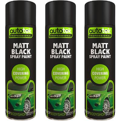 AutoTek Mattschwarz Mehrzweck-Aerosol-Sprühfarbe 500 ml x3