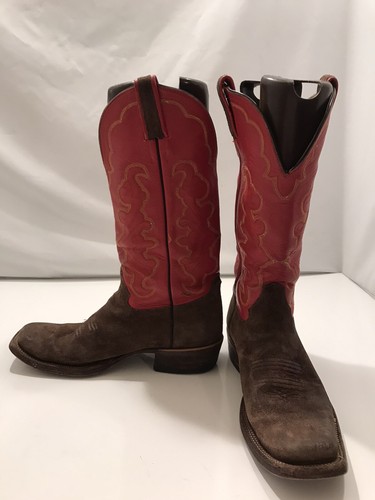 HONCHO BOOTS EL PASO TEXAS RED/BROWN LEATHER MENS SIZE 9 D - Picture 2 of 24