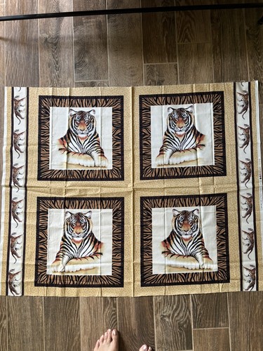Timeless Treasures Fabric Panel Pillow Tiger Safari Style UNCUT 35" x 43 - Picture 3 of 9