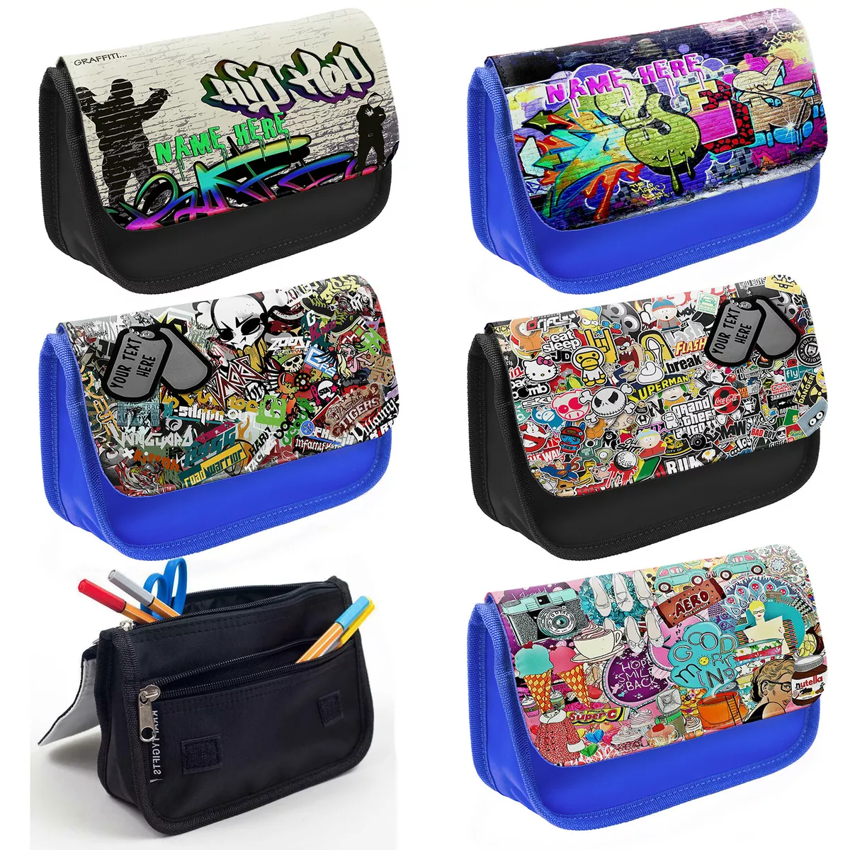 Personalised Pencil Case Boys Graffiti Childrens Hip Hop School Bag Kids  Gift