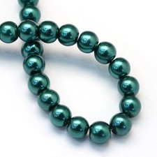 Z Glass Pearl Bead round lot of 5 strands 31 INCH DARK Green 6mm B77