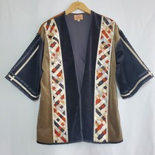 The French Clique 70s Patchwor Velvet Color Ribbon Handmade Jacket Size Medium