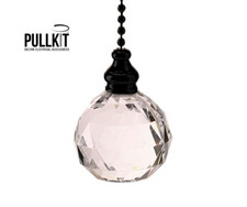 BATHROOM PULL CHAIN MATTE BLACK  CRYSTAL EFFECT LARGE BALL PULL CORD REPLACEMENT