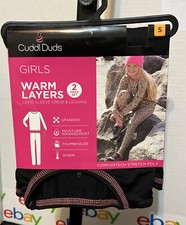 New Cuddl Duds Girl  s S 6/6x 2-Pc Base Layer Set Black w/ Pink Threading