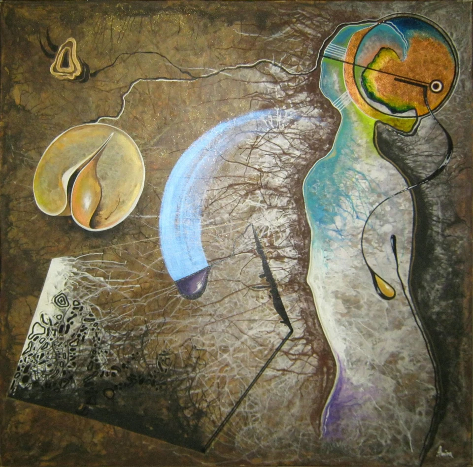 arte pintura abstracta moderna contemporánea figurativa surrealismo metal oro extraterrestre Foto 2 de 4