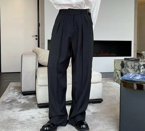 Pantalones de diseño para hombre Pantalones de moda Gran Bretaña cintura alta recta simple coreano OL - Imagen 9 de 21