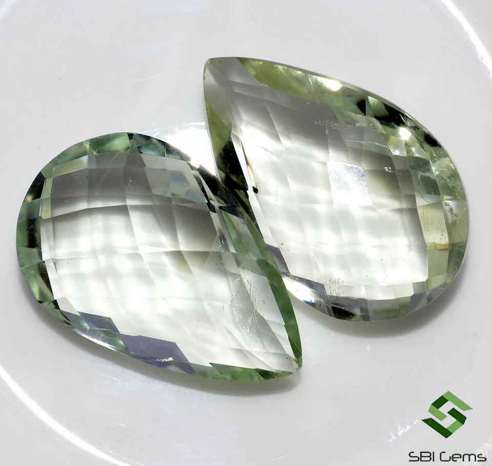 Par de piedras preciosas 20x12 mm amatista verde natural briolette forma almendra 20,41 CTS Foto 4 de 4