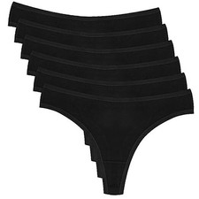 Seamless Cotton Thongs for Women Underwear 6-Pack Medium 6-pack Black