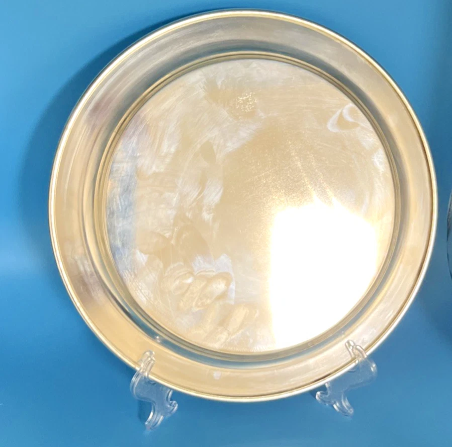 Винтажный бакелитовый дисплей лоток Oneida серебряная пластина черный инкрустация птицы цветочный 10» - Изображение 2 из 4