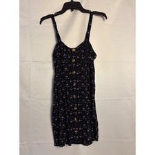 American Eagle Womens XS Navy Blue Floral Button Front Smocked Mini Dress