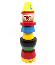VTG Classic Brio 9.5" Wooden Circus Clown Stacking toy made in Sweden