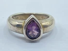 Beautiful Vintage Sterling Silver & Faceted Amethyst Ring Size L