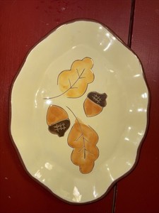 Vintage Y2K Russ Berrie UK Fall Leaves Acorn Serving Platter